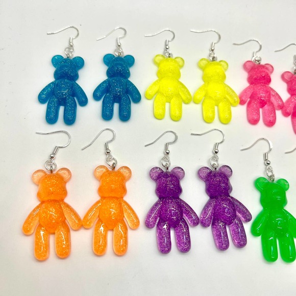 Large Gummy Bear Earrings - Statement Earrings - Novelty Earrings - Teddy Bears - Picture 4 of 10